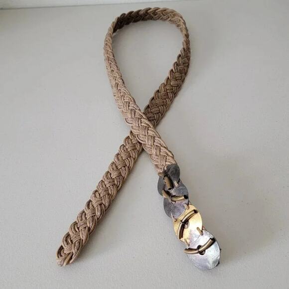 Vintage Woven Jute Rope Belt Brass Buckle Women Size M/L Boho Nautical Style - Picture 5 of 7